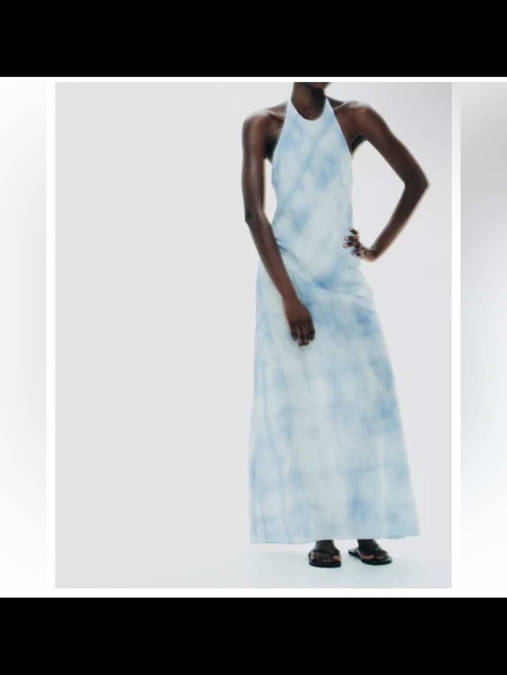 Zara Pale Blue Halter Maxi Dress - Picture 1 of 8